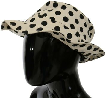 Dolce & Gabbana Dames Witte 100% Katoenen Stipjes Design Trilby Hoed - maat Zwart