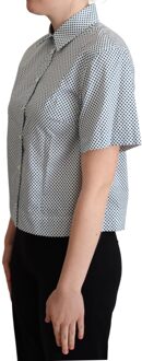Dolce & Gabbana Dames Witte Blauw Stipjes Katoenen Overhemden Zwart - EU 38 / UK 10