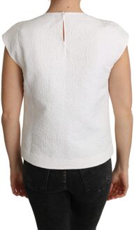 Dolce & Gabbana Dames Witte Bloemen Brokaat Blouse Katoen Top