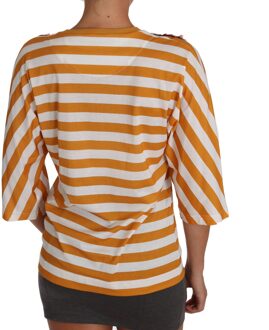 Dolce & Gabbana Dames Witte Oranje FIRENZE Top T-shirt - maat EU 36 / UK 8