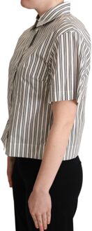 Dolce & Gabbana Dames Witte Zwart Gestreepte Blouse Top - EU 38 / UK 10