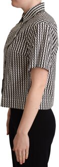 Dolce & Gabbana Dames Witte Zwarte Fantasiepatroon Shirt - EU 36 / UK 8