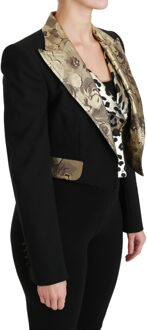 Dolce & Gabbana Dames Zwart Jacquard Vest Blazer Jasje Wollen Jasje - maat Veelkleurig