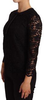 Dolce & Gabbana Dames Zwarte Bloemenkant Nylon Blouse Top