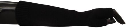 Dolce & Gabbana Dames Zwarte Gebreide Vingerloze Ellebooglange Handschoenen - S