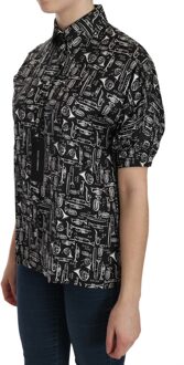 Dolce & Gabbana Dames Zwarte Muziekinstrument Kraag Blouse Shirt - maat