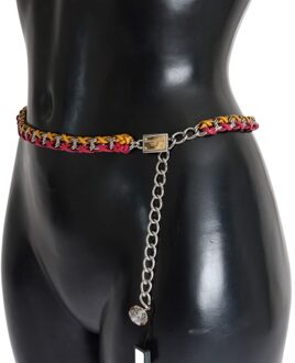 Dolce & Gabbana Damesriem van Rood Geel Leer Kristal - maat Veelkleurig