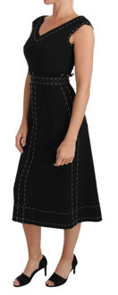 Dolce & Gabbana Dameszwarte Wollen Stretch A-lijn Sheath Jurk Veelkleurig - XS