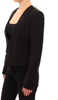 Dolce & Gabbana Dameszwarte Zijden Sjaal Rug Blazer Jasje Veelkleurig