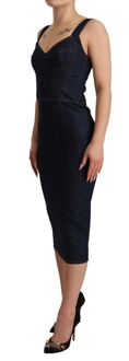 Dolce & Gabbana Denim Lijfje Jurk Mouwloos Middellang Donkerblauw