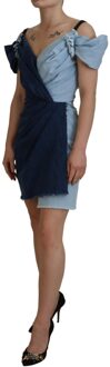 Dolce & Gabbana Denim Mini Jurk Tweekleurige Wikkelstijl Paars - EU 32 / UK 4