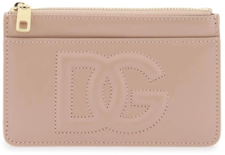 Dolce & Gabbana DG Logo Leren Kaarthouder Dolce & Gabbana , Pink , Dames - ONE Size