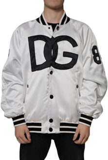 Dolce & Gabbana Dg Varsity Satijnen Bomberjack - maat EU 52 Wit