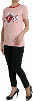 Dolce & Gabbana Dg84 Vurige Hart T-shirt Koraal - EU 40 / UK 12