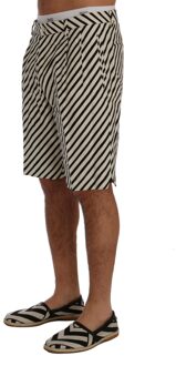 Dolce & Gabbana Diagonale Gestreepte Korte Broek Zomerresort Ivoor - EU 44