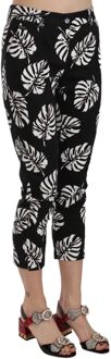 Dolce & Gabbana Dolce Gabbana Cropped Broek Bloemenprint Zwart