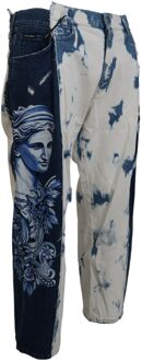 Dolce & Gabbana Dolce Gabbana Cropped Jeans Blauw-wit Print - EU 48