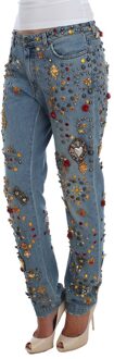 Dolce & Gabbana Dolce Gabbana Crystal Jeans Versierde Denim Lichtblauw - EU 38 / UK 10