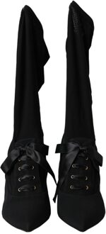 Dolce & Gabbana Dolce Gabbana Laarzen met Vetersokken Zwart - EU 38