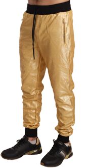 Dolce & Gabbana Dolce Gabbana Metallic Gouden Sweatpants Joggingbroek Beige
