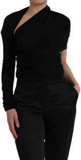 Dolce & Gabbana Dolce Gabbana Ms6454 Eén Schouder Drapeertop Zwart