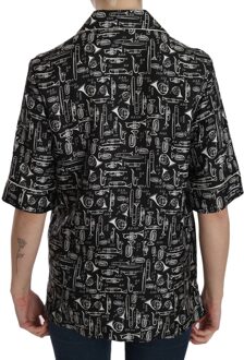 Dolce & Gabbana Dolce Gabbana Muziekinstrumenten Zijden Overhemd Zwart - EU 40 / UK 12