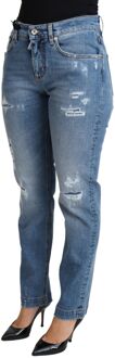 Dolce & Gabbana Dolce Gabbana Versleten Jeans Licht Gewassen Lichtblauw - EU 38 / UK 10