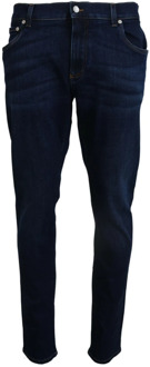 Dolce & Gabbana Donkerblauwe Skinny Jeans van Katoen Denim Dolce & Gabbana , Blue , Heren - 4Xl,3Xl