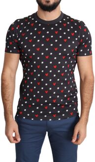 Dolce & Gabbana Donkergrijs Harten Print Katoen Heren T-shirt