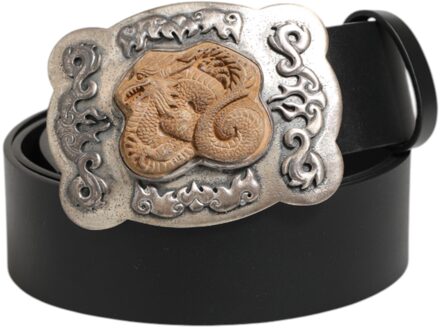 Dolce & Gabbana Draak Gesp Leren Riem Zwart - 100 cm