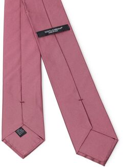 Dolce & Gabbana Effen Stof Rozenhouten Zijde Stropdas - maat Fuchsia