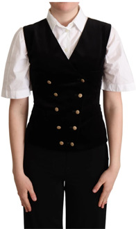 Dolce & Gabbana Elegant Velvet Waistcoat Vest Dolce & Gabbana , Black , Dames - XS