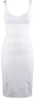 Dolce & Gabbana Elegante Corset Midi Jurk Dolce & Gabbana , White , Dames - S