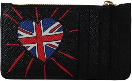 Dolce & Gabbana Elegante Leren Muntportemonnee met Rits voor Dames Zwart - One Size