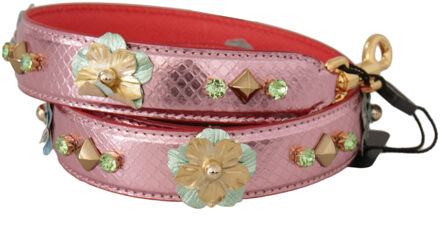 Dolce & Gabbana Elegante Metallic Roze Leren Schouderriem voor Dames - One Size