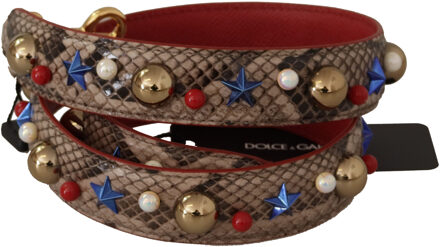 Dolce & Gabbana Elegante Python Leren Schouderriem voor Dames Bruin - One Size