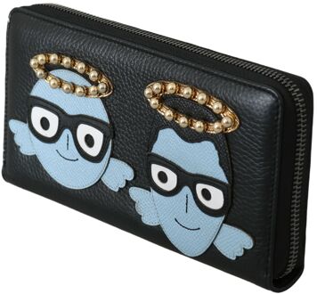 Dolce & Gabbana Elegante Zwarte Leren Rits Portemonnee voor Heren - One Size