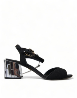 Dolce & Gabbana Enkelband sandalen met kristallen Dolce & Gabbana , Black , Dames - 35 EU