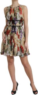 Dolce & Gabbana Floralprint Zijde Mini Jurk Ivoor - EU 32 / UK 4