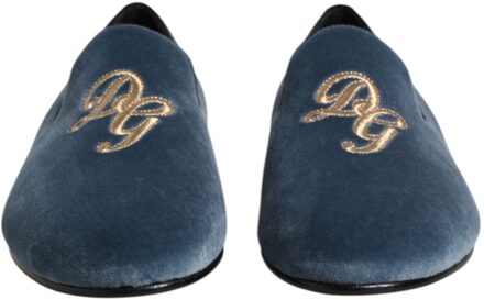 Dolce & Gabbana Fluwelen Geborduurde Loafer Blauw - EU 43