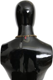 Dolce & Gabbana Fruit Hangers Bloemen Crystal DG Logo Gold Brass Women's Necklace Zwart