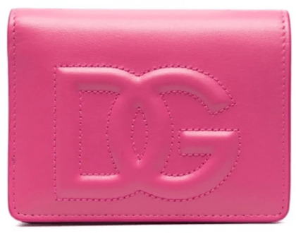 Dolce & Gabbana Fuchsia Roze Leren Portemonnee met Ingelegd Logo Dolce & Gabbana , Pink , Dames - ONE Size