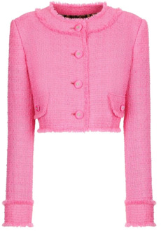 Dolce & Gabbana Fuchsia Roze Wolmix Tweed Jas Dolce & Gabbana , Pink , Dames - M,S,Xs