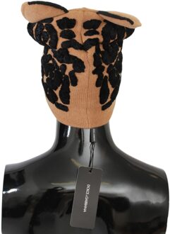 Dolce & Gabbana gebreide beaniehoed van bruin kasjmier met dierenmotief voor dames Veelkleurig - One Size