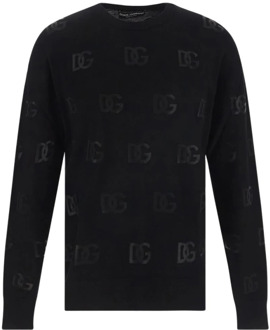 Dolce & Gabbana Gebreide truien met ronde hals en logo Dolce & Gabbana , Black , Heren - S