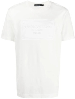 Dolce & Gabbana Geëmbosseerd Plaque T-Shirt Dolce & Gabbana , White , Heren - 2XL