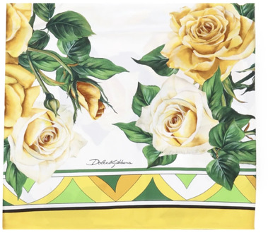 Dolce & Gabbana Gele Bloemen Zijden Sjaal Dolce & Gabbana , Multicolor , Dames - ONE Size