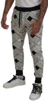 Dolce & Gabbana Geometrische Print Joggingbroek Pan74757 Wit - EU 46