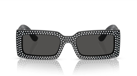 Dolce & Gabbana Geometrische Rechthoekige Zonnebril in Zwart Acetaat Dolce & Gabbana , Black , Dames - 53 MM