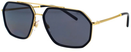 Dolce & Gabbana Gepolariseerde zonnebril Dg2285 met gouden metalen montuur Dolce & Gabbana , Yellow , Unisex - 60 MM